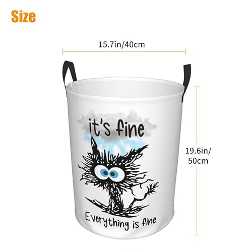 Image of Laundry Basket Cute Black Cat Room Decor,Round Laundry Hamper Waterproof Dirty Clothes Hamper Collapsible Laundry Baskets With Handles,Toy /Clothes Storage Basket For Home Dorm Black Cat Bathroom Decor