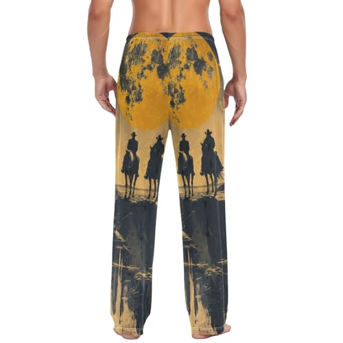 Men's Pajama Pants Sunset Western Cowboys Sleep Pajama Lounge Pant with Pockets, Elastic Waistband2