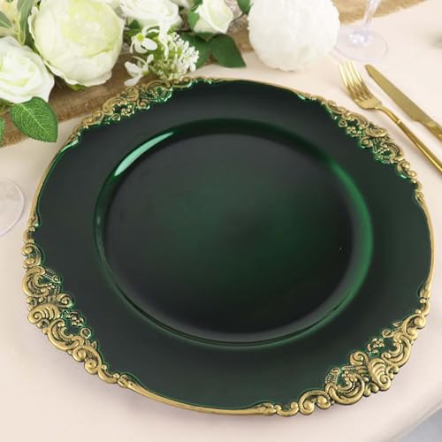 Platos cargadores redondos 13" acrílico verde set 12 miniatura 6