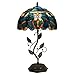 LXHCYOU Tiffany Table Lamp, Stained Glass Desk Light, W12H19 Inch, Metal Leaf Base (Blue Baroque Style)