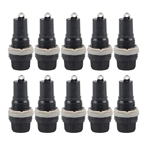 YWBL-WH 10 Piezas Portafusibles Carcasa 10A 250V 5X20Mm Montaje En Panel Tapón De Tornillo Tipo Radio Tubo De Vidrio Titular Fusibles,Fusible