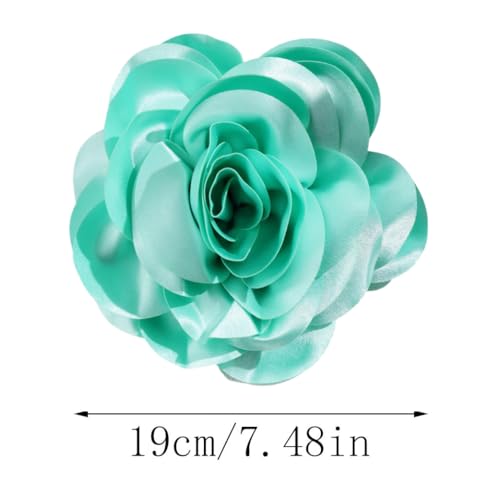 Image of Large Camellia Rose Flower Brooches Lapel Pins Dainty Satin Fabric Apparelpin Oversized Brooch Pin for Women Men Wedding Party Banquet Dress Dance Clothes Accessories
