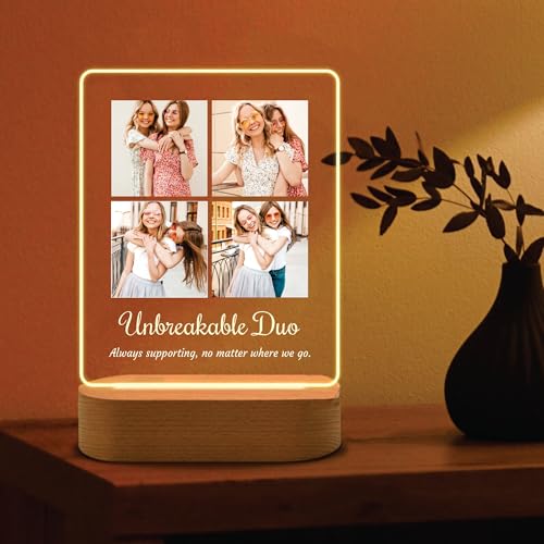 Image of Giftplease Personalised Rakhi Photo Frame for Brother - Custom Acrylic Collage with Led Wooden Stand, Special Raksha Bandhan Gift for Sister, Unique Keepsake for Rakhi Celebration, Best Sibling Gift