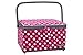 Produktbild SEMPLIX Nähkorb Größe L, Polka Dots Beere/Rosa (30,5x22,5x19cm), Nähkästchen im frechen Punktedesign, Naehkasten in 5 trendigen Farben