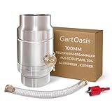 Regenwassersammler für Fallrohr 100 mm, Edelstahl 304 und Aluminium Regensammler mit 45cm Schlauch und Fassanschluss, Doppelwandigem Aufbau, DN100 Wassersammler für Regentonnen