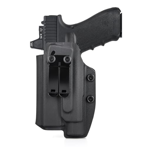 IWB Kydex Holster for Concealed Carry Fits Glock 17 19 22 23 45 Holster with Flashlight for Streamlight TLR1/ TLR-1 HL/TLR-1S Light - Optic Cut - Inside Waistband - Left Hand Draw, Black