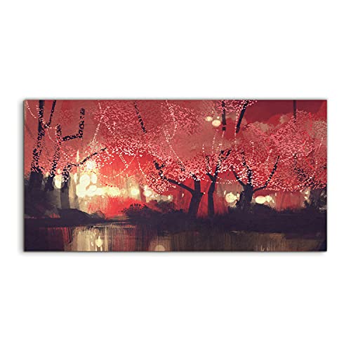 Décoration murale salon verre trempé 140x70cm paysage forêt automne