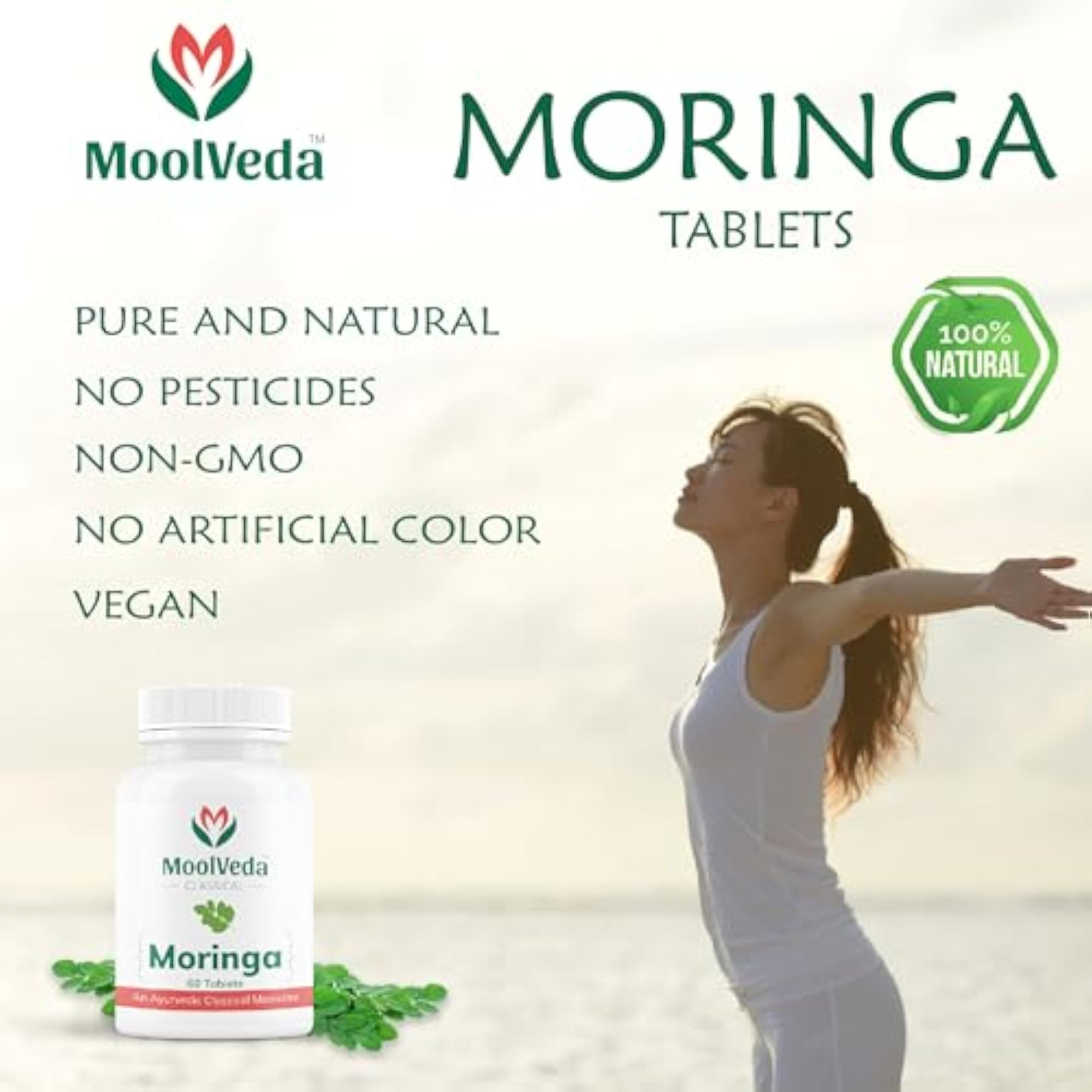 Moringa Tablet Leaves Powder, Natural Energy Boost Gift