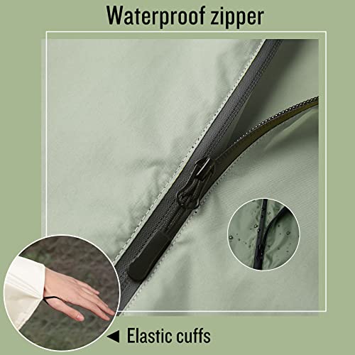 SaphiRose Light Green-White Unisex Hooded Rain Poncho - Your Ultimate Waterproof Companion - Image 4