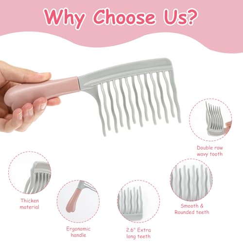 Peine para cabello rizado, 2 piezas, dientes ondulados miniatura 4