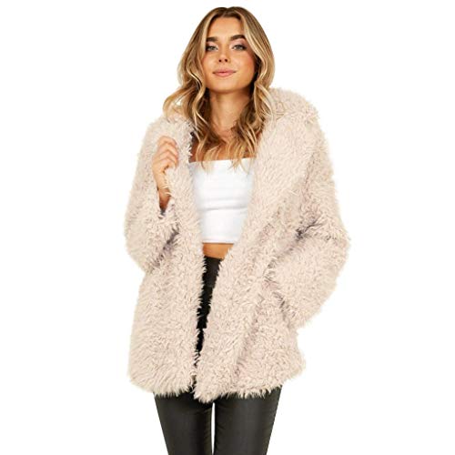 MoonHome Faux Shearling Jacket for Women?Casual Lapel Fleece Fuzzy Jacket Shaggy Oversized Jacket Fashion Cardigan Coat Beige