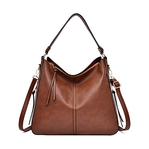 Aileese Bolsos Hobo para mujer Bolso bandolera Bolsos cruzados grandes con bolso de mano de cuero con borlas Marrón Cover
