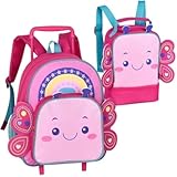 Mochila infantil com rodinhas, desenho de borboleta rosa, super estilosa, linda.
