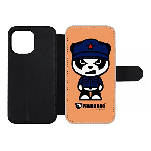 Étui en cuir iPhone 13 Pro Max Panda Boo à fermeture magnétique