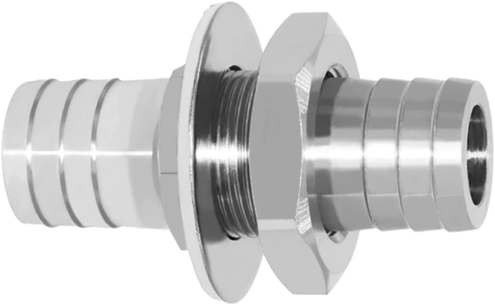 Beduan 1/2" Hose Barb Thru-Bulk Bulkhead Straight Hex Union Stainless Steel Fitting