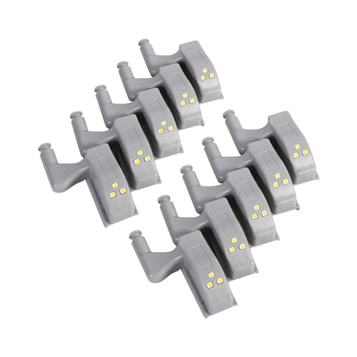 Milltrip Hinge LED Lights, 10Pcs Cabinet Cupboard Closet Light, Warm White Sensor Lighting, Battery-Powered (Battery Not Included), for Kitchen, Bedroom, Living Room, Easy Install