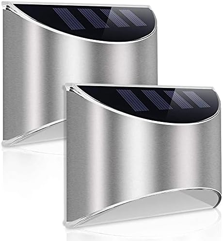 LeiDrail Solar Fence Lights Solar Garden Lights Outdoor LED Lights Solar Powered Wall Light Waterproof for Garden Fence Patio Gate Yard 2 Pack(Cold White)
