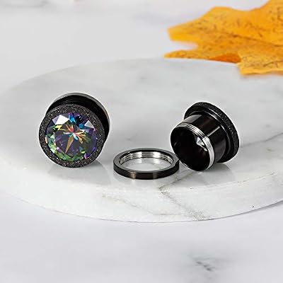 TBOSEN 8 PCS Dull Polish Fashion Ear Tunnels Plugs Gauges Stainless Steel Expander Stretcher Piercings