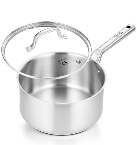 KOCH SYSTEME CS 4QT Stainless Steel Saucepan with Lid, Large Sauce Pan