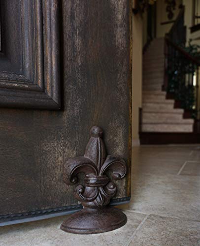 Lulu Decor, Cast Iron Fleur De Lis Door Stop, 2 Lbs, Door Stopper (Antique Brown) #TOP3