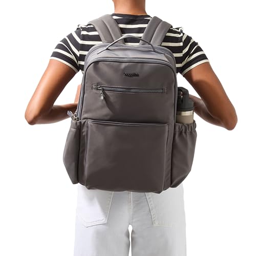 Image of Baggallini Tribeca Expandable Laptop Backpack - 15 inchx11 inch Lightweight RFID Computer Bag for Work & Travel with Luggage Sleeve