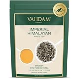 VAHDAM, Tè bianco imperiale dell’Himalaya in foglie – Il tè più sano al mondo, ricco di POTENTI ANTIOSSIDANTI, raccolto fresco a mano nel da piantagioni di alta quota, floreale e invitante, 25 Tazze