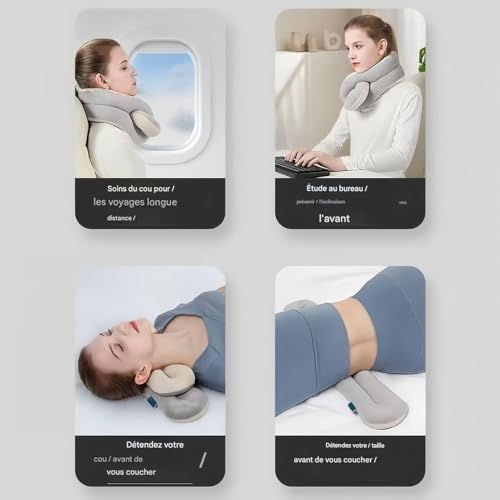 Oreillers De Voyage Pour Avions | Repose Tête Ergonomique Support Respirant | Oreillers De Nuque De Voyage Doux Pour Avions - Pour Adultes Voiture Train Bureau Maison Dortoir Appartement Camping – Image 5