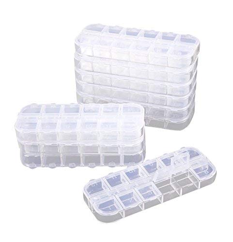 12 Grid Clear Plastic Jewelry Box Organizer, Storage Container (10-Pack)