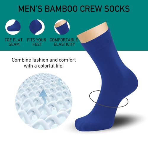 Mens Viscose Bamboo Crew Socks Breathable Classic Vibrant Colorful Fashion Cool Socks 4 Pairs2
