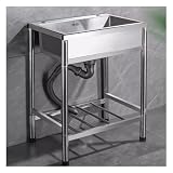 SDdPulse Edelstahl-Spüle für Garage, Waschküche, Outdoor, Restaurant, Arbeitsplatz, Hinterhof, 55 x 45 cm, A-60 x 45 cm