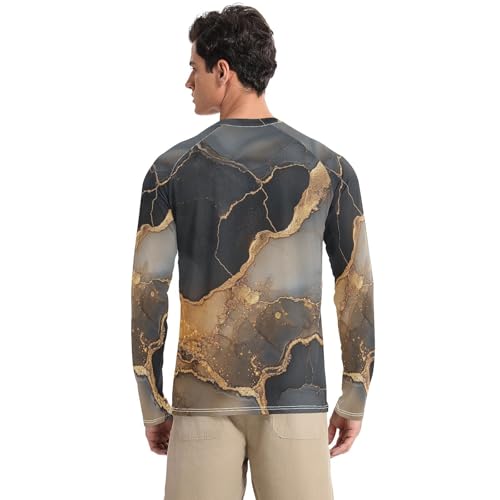 Marble Black Beige Long Sleeves UPF 50+ Loose Type Loose Rash Guard Long Sleeve Outdoors2