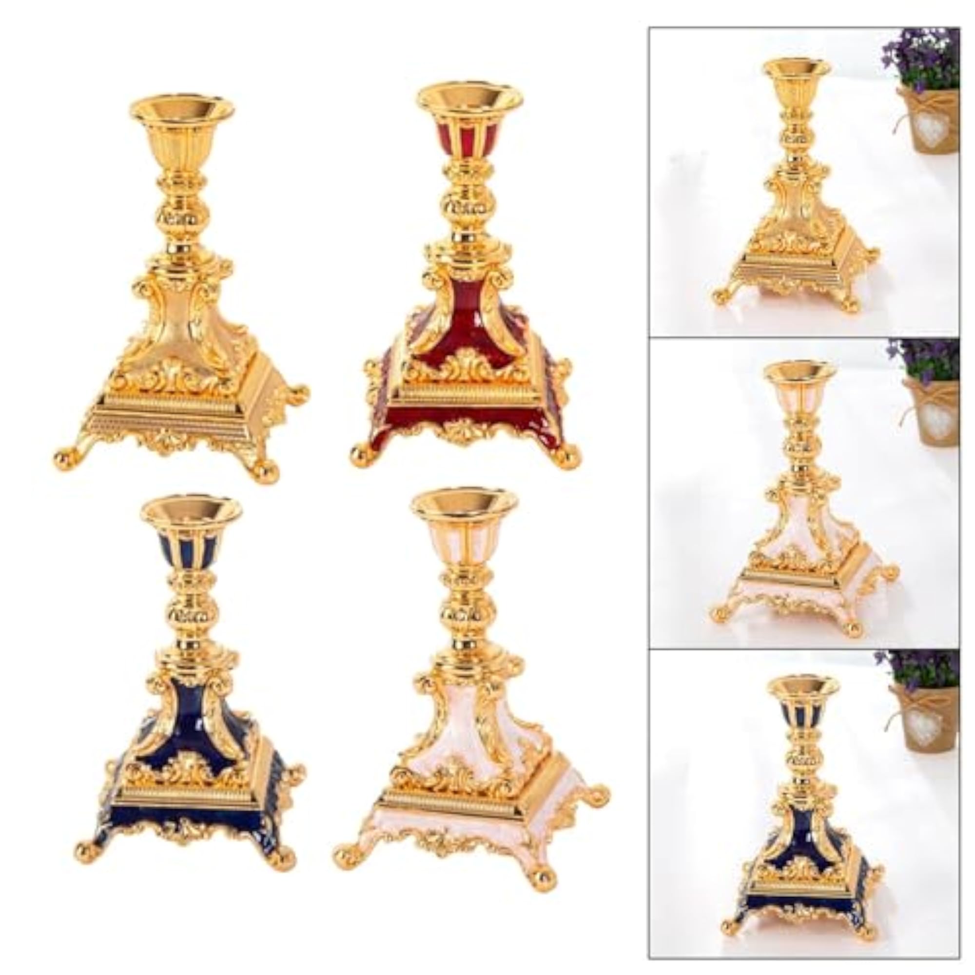 Gold Alloy Candle Holder, Elegant Centerpiece Decor