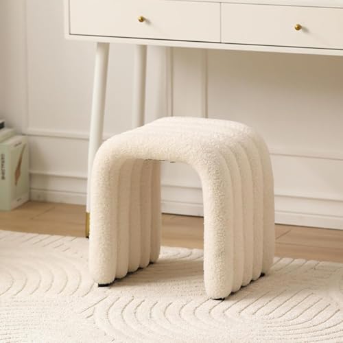 Bxzzuisダイニングチェア 椅子 曲線 ダイニングチェア ボールドチェア モナ チェア おしゃれ 北欧 リラックスチェア ベルベット 背もたれなし U字 ドレッシングスツール デスクチェア 玄関 台所 キッチン (ホワイト)