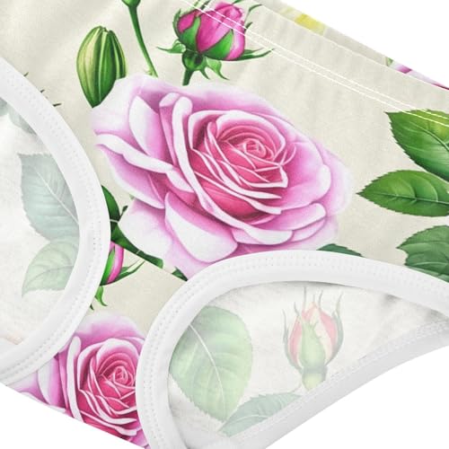 Realistic Pastel Colorful Roses Beige Toddler Underwear Custom 2t Cotton Panties Little Girl Florals Briefs Underpants4