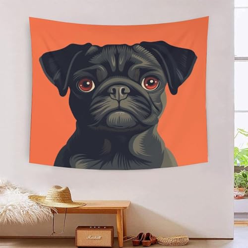 Tapisserie bulldog français 3D 180x230 cm grande décoration murale en tissu pour salon