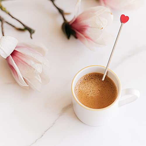 Yardwe Frosted Cups 100Pcs Coffee Stir Sticks Wood Stirring Rods Wooden Honey Dipper Stick Cocktail Drink Swizzle Stick With Heart Pattern Stir Sticks #TOP7