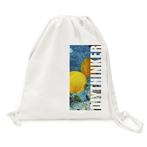 Sac cordon toile océan poisson sac à dos voyage léger en tissu
