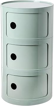 Small Round Nightstand with Slide Drawers, Plastic Bathroom Cabinet, Round Cabinet, Small Bedside Table with Storage, Unique End Table, Side Table for Living Room BedroomGreen B,3 Tier