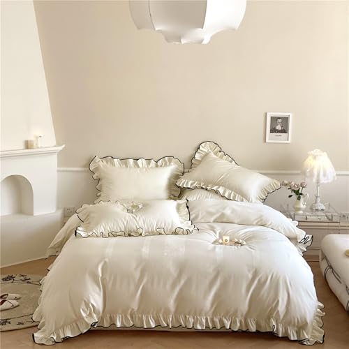 Ruffle Comforter Set, Silky Ruffle Bedding Set, 4...