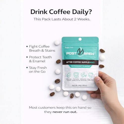 PostBrew Mints Xylitol After Coffee SuppleMINT– Sugar-Free, Aspartame-Free Mint, Neutralize pH & Odor, Support Oral Health & Freshen Breath (12-pack, 30-Count Each) - image 6