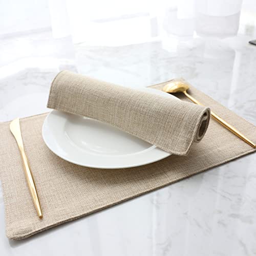 Placemats By Demetex Set Of 6 Heat Resistant Dining Table Place Mats Cloth Placemats Kitchen Table Mats Indoor Outdoor Placemat, Light Linen #TOP3