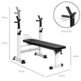 Hantelbank mit Verstellbarer, faltbar, mit Halterung für Hantelstangen und Dip-Station, Dip Barren 6- Fach Höhenverstellbar Dip-Station, Heim-Trainingsgerät bis 150 kg - 7