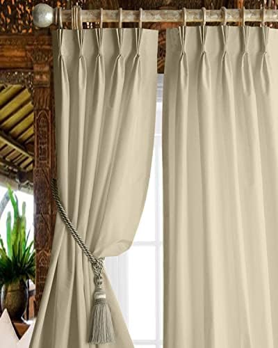 Magic Drapes Triple Pinch Pleated Curtains Thermal Room Darkening Blackout Curtains for Window, Sliding Door, Patio Door, Home, Office, Nursery, Outdoor, Hall W(26"+26") L95 (2 Panels Combined, Beige)