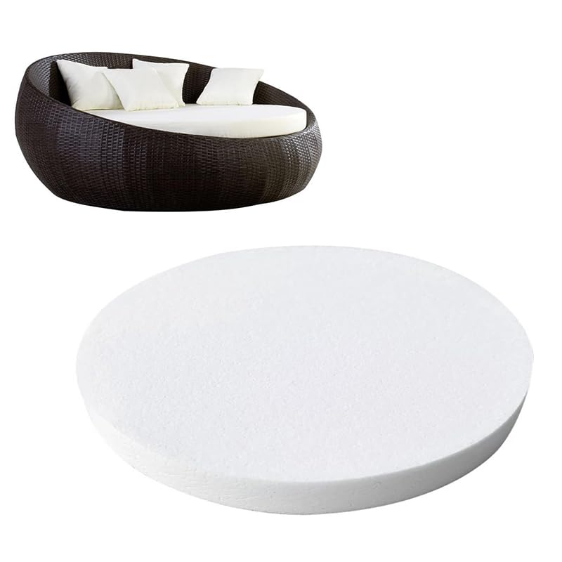 Large Round High Density Foam 80/100/120/150cm Diameter Round Cushion Insert 35D Upholstery Foam Sheet for Outdoor Indoor Daybed Mattress (5cm Thick,Diameter 80cm)