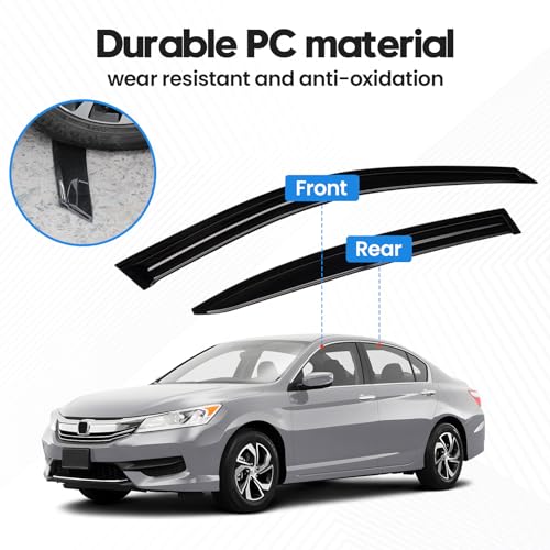 Image of Accord Rain Guards - Window Visors for Honda Accord 2008-2017, Out-Channel Side Window Rain Guards for Accord Accessories, 4PCS, Black, Car Accessories