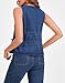 Ladyful Women's Deep V-Neck Denim Vest Bow Tie Front Sleeveless Jean Waistcoat Y2K Fashion Summer Top Tank Dark Blue