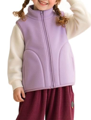 CXINS Girls' Boys Sherpa Fleece Zipper Vest Coat Outwear Lightweight Warm Cute Sleeveless Jacket with Pockets