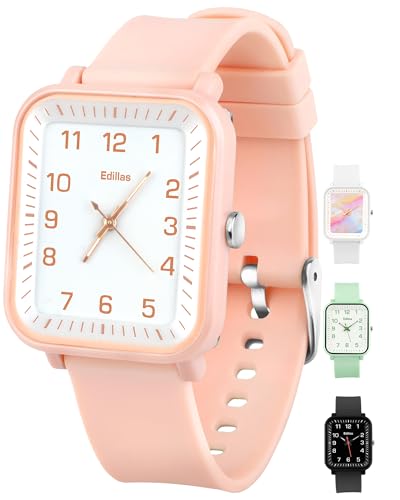 Edillas Kids Teens Watch Analog Girls Boys, 50M Waterproof Stylish Wristwatches for Children, Students Teens with Soft Silicone Strap for Over 8 Years Old
