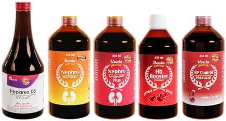 Sugar Free Combo Panchamrit & Panchamrit Plus | Hb Booster | Heparex DS | BP control | 450ml each | Kidney & Liver Supplements | Herbal Tonics | Ayurvedic Syrups (15 days Combo(1 bottle each))