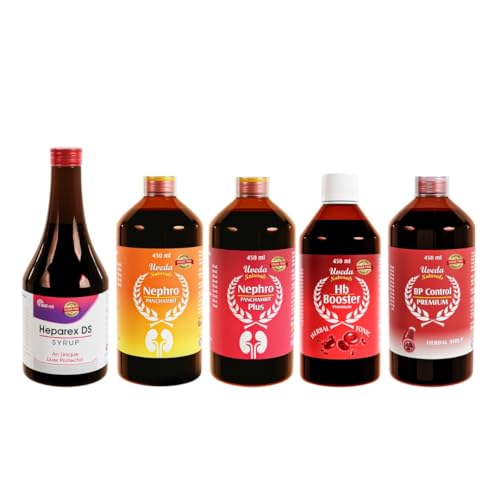 Sugar Free Combo Panchamrit & Panchamrit Plus | Hb Booster | Heparex DS | BP control | 450ml each | Kidney & Liver Supplements | Herbal Tonics | Ayurvedic Syrups (15 days Combo(1 bottle each))